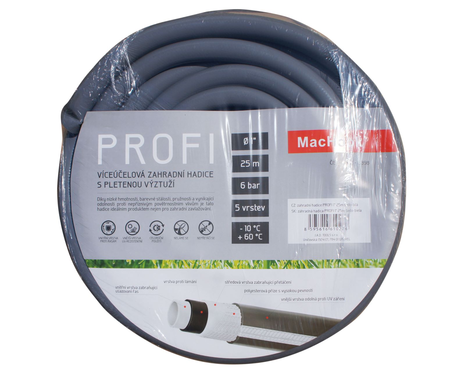 JAD Tools záhradná hadica PROFI 5/8 50m šedo-biela