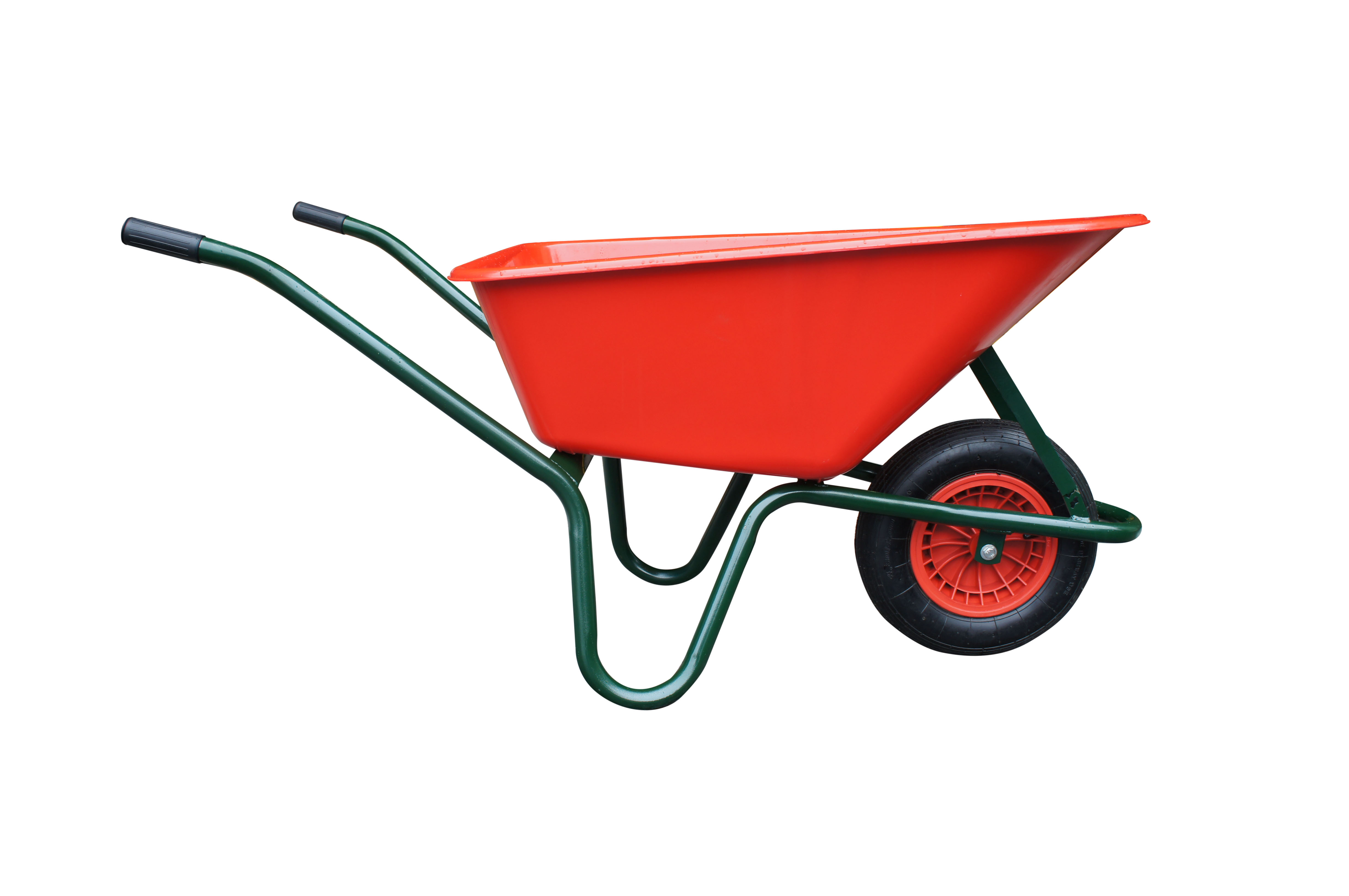 Fúrik LIVEX 100 l, koleso nafukovacie, rozložený - plastová korba červená, nosnosť 100 kg